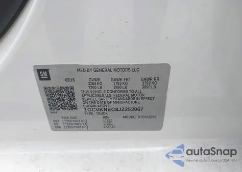 2018 Chevrolet Silverado Wt из США, поврежденный, VIN 1GCVKNEC8JZ253967